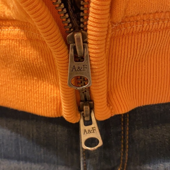 Abercrombie & Fitch Orange Peach Thick Hoodie with sewn on brand name in white S - Picture 7 of 16